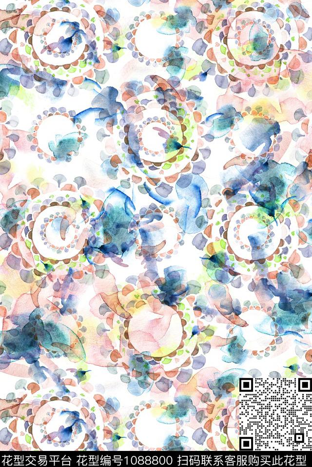 数码华亿平台抽象花卉数码印花华亿平台下载（图片编号: 1088800） - 瓦栏（Walan）