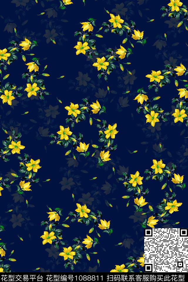 小碎花花卉女装数码印花华亿平台下载（图片编号: 1088811） - 瓦栏（Walan）