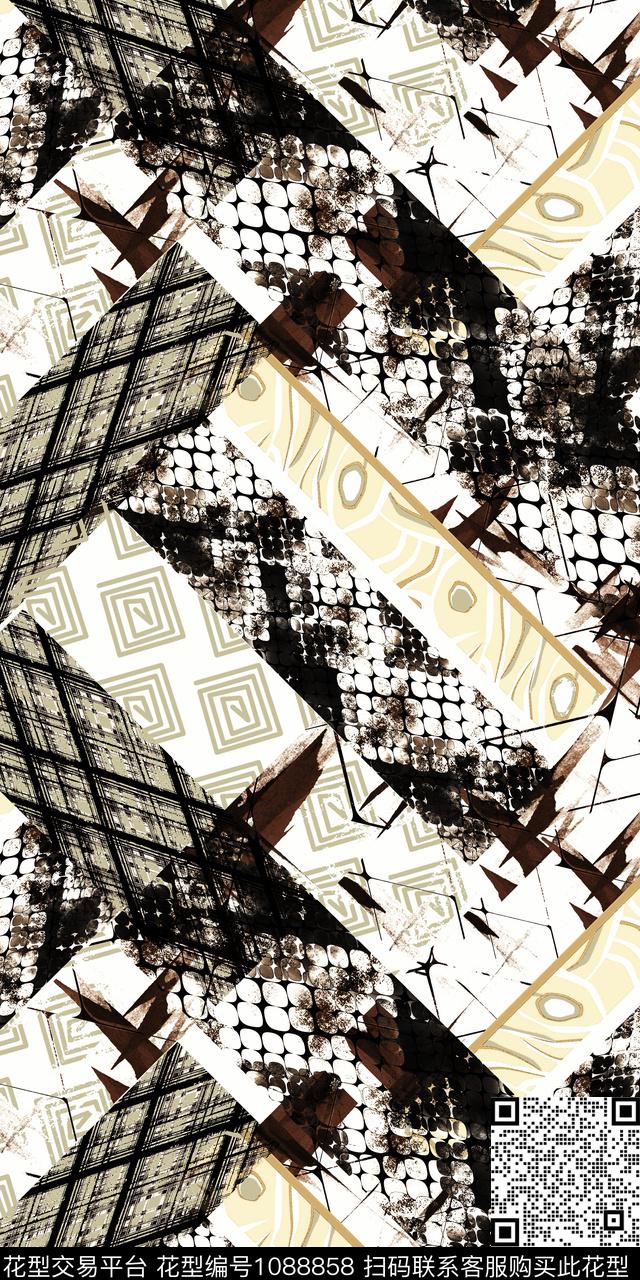 数码华亿平台抽象几何数码印花华亿平台下载（图片编号: 1088858） - 瓦栏（Walan）