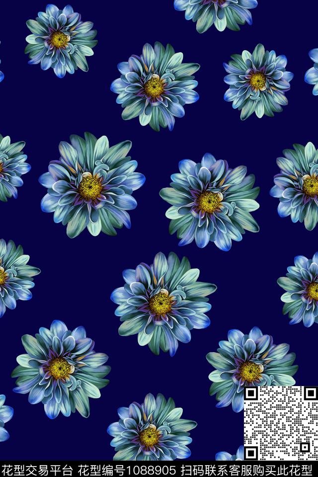 数码华亿平台黑底花卉民族风数码印花华亿平台下载（图片编号: 1088905） - 瓦栏（Walan）