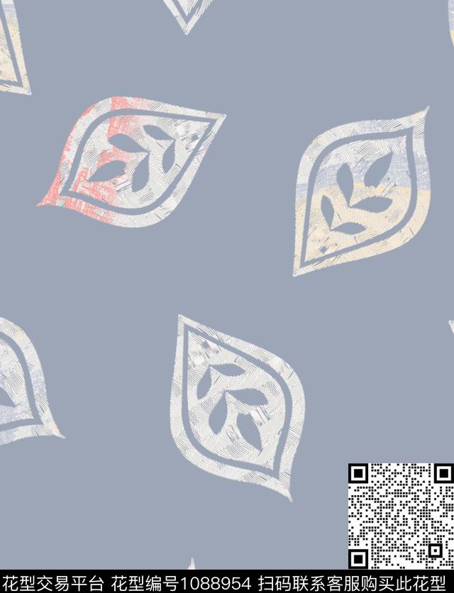 清爽底花卉素雅简约数码印花华亿平台下载（图片编号: 1088954） - 瓦栏（Walan）