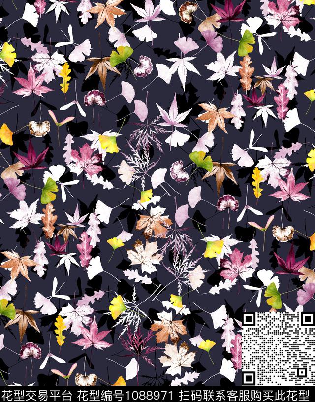 小碎花绿植树叶新品数码印花华亿平台下载（图片编号: 1088971） - 瓦栏（Walan）