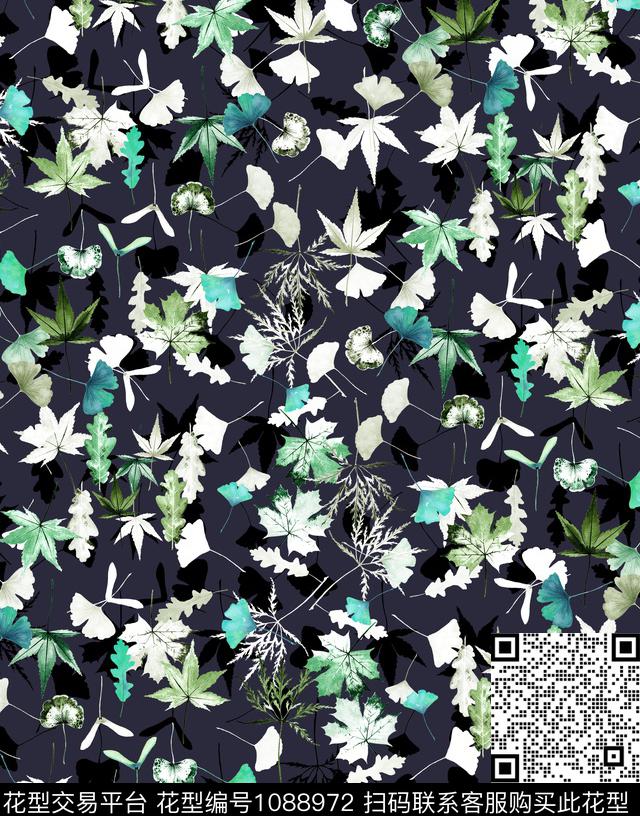 小碎花绿植树叶新品数码印花华亿平台下载（图片编号: 1088972） - 瓦栏（Walan）