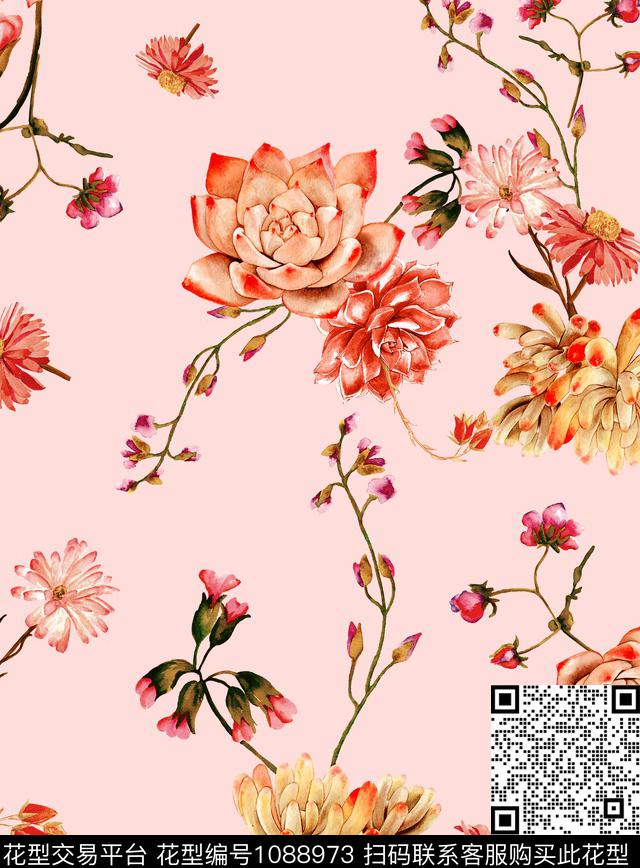 多肉小碎花新品数码印花华亿平台下载（图片编号: 1088973） - 瓦栏（Walan）