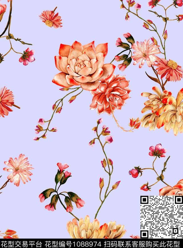 多肉小碎花新品数码印花华亿平台下载（图片编号: 1088974） - 瓦栏（Walan）