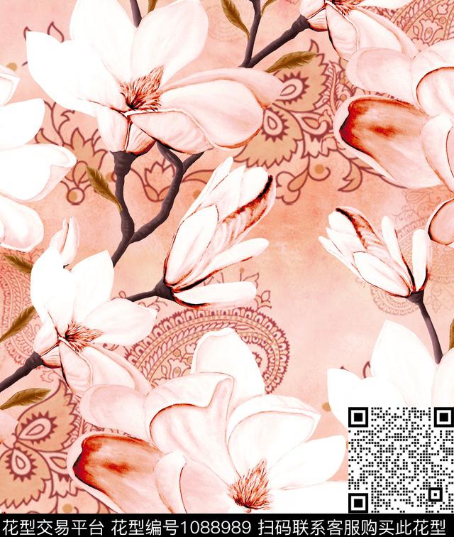 香云纱玉兰花新品数码印花华亿平台下载（图片编号: 1088989） - 瓦栏（Walan）