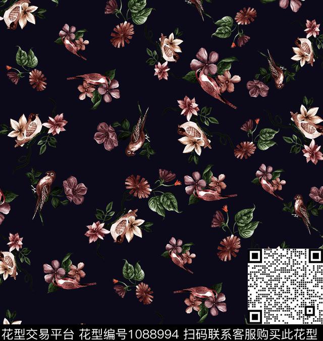 小碎花中国红新品数码印花华亿平台下载（图片编号: 1088994） - 瓦栏（Walan）