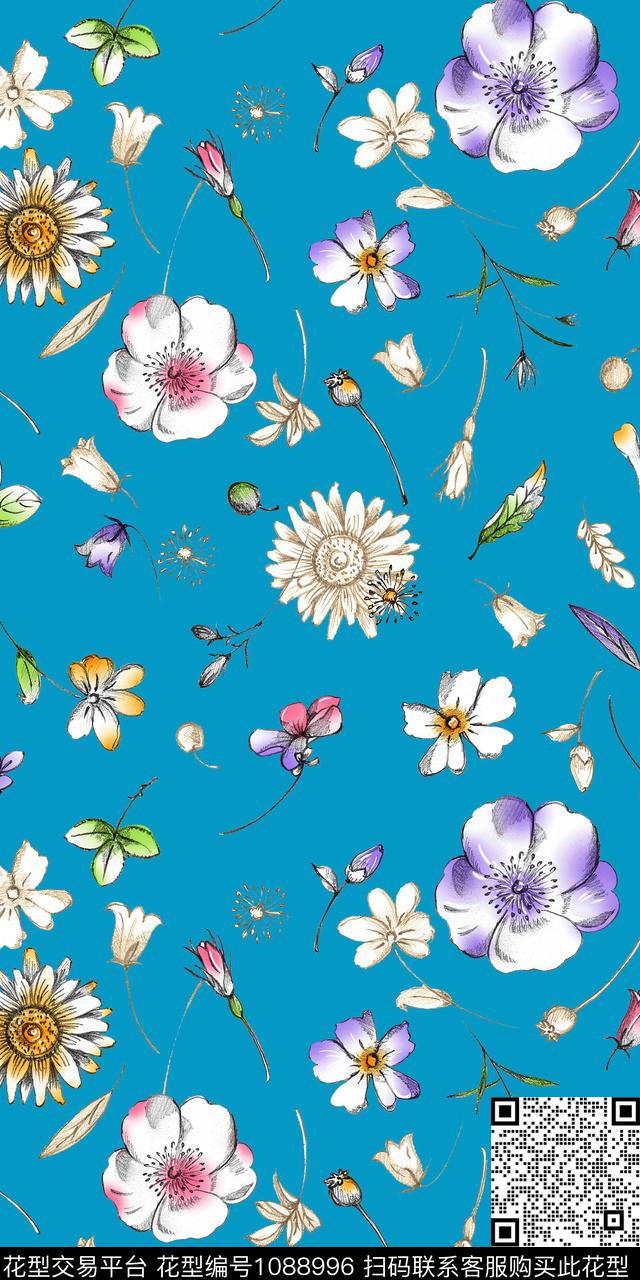 数码华亿平台花卉大牌风数码印花华亿平台下载（图片编号: 1088996） - 瓦栏（Walan）