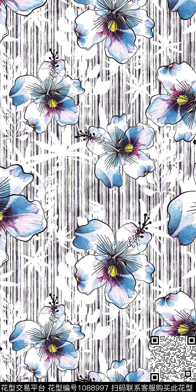 数码华亿平台花卉大牌风数码印花华亿平台下载（图片编号: 1088997） - 瓦栏（Walan）