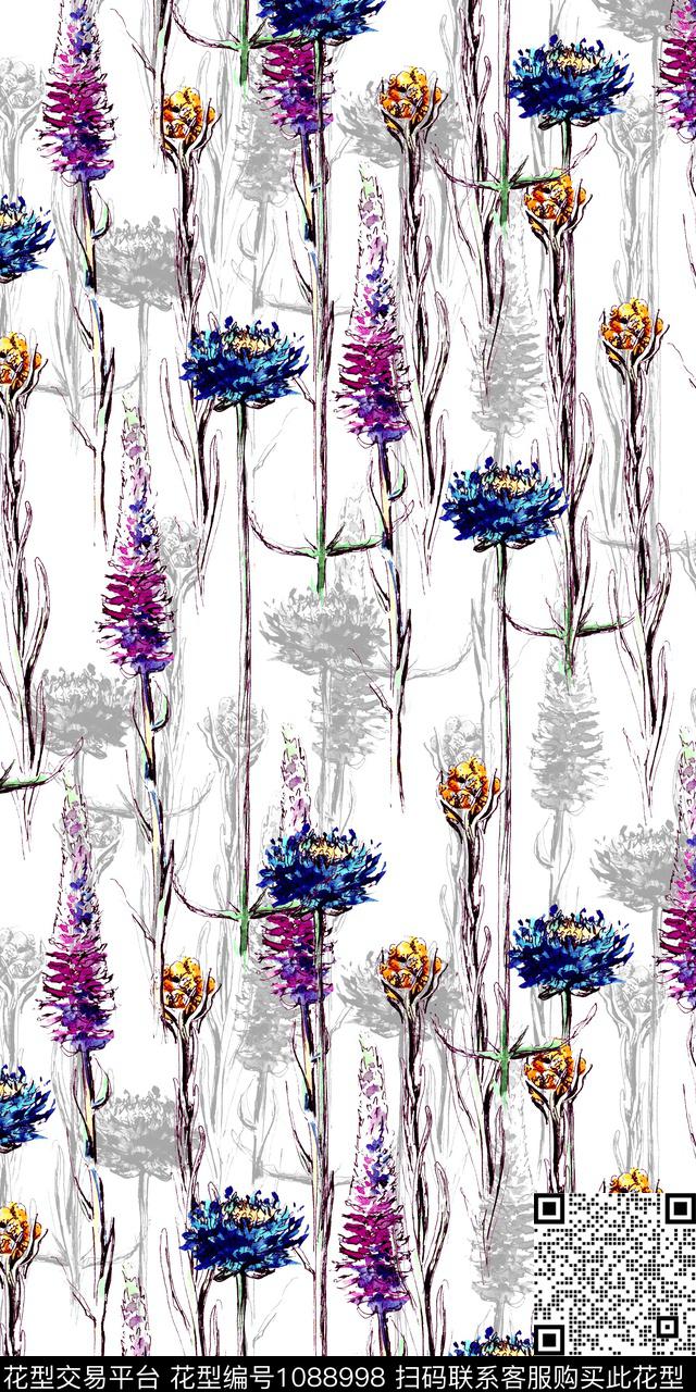 数码华亿平台花卉大牌风数码印花华亿平台下载（图片编号: 1088998） - 瓦栏（Walan）