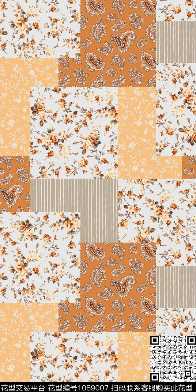 数码华亿平台花卉大牌风数码印花华亿平台下载（图片编号: 1089007） - 瓦栏（Walan）
