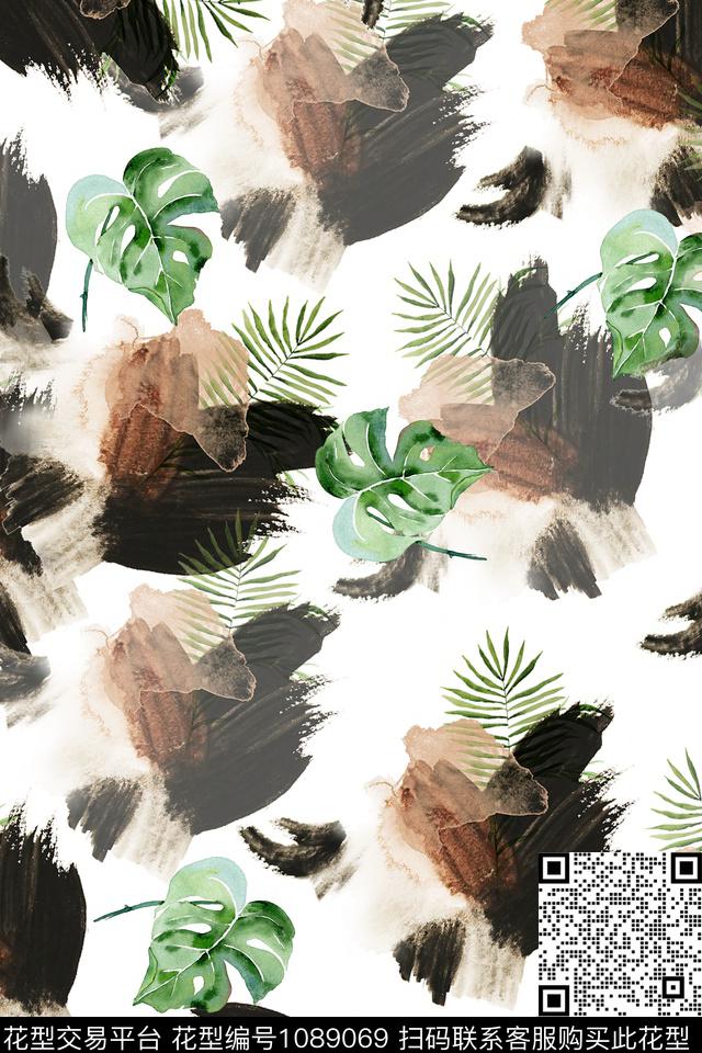 数码华亿平台抽象花卉数码印花华亿平台下载（图片编号: 1089069） - 瓦栏（Walan）