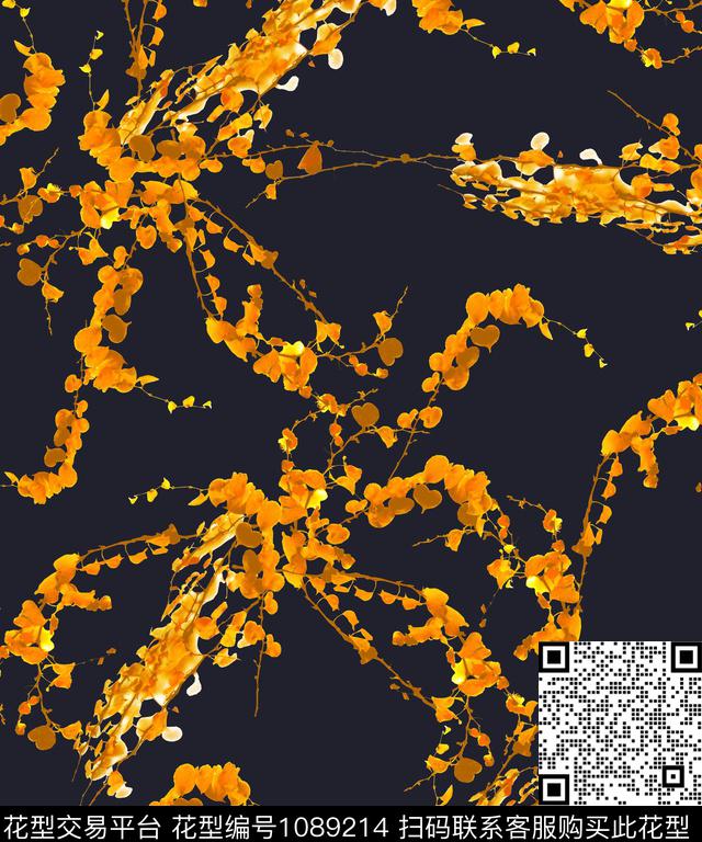 新品黑底花卉数码印花华亿平台下载（图片编号: 1089214） - 瓦栏（Walan）