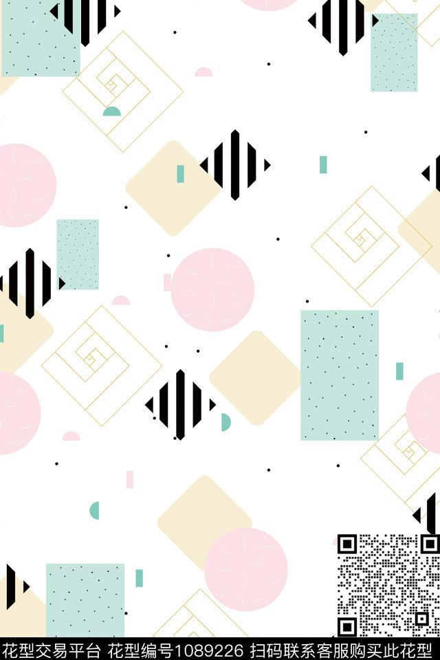 条纹圆形几何数码印花华亿平台下载（图片编号: 1089226） - 瓦栏（Walan）