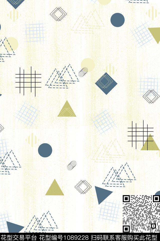 数码华亿平台年轻女性几何数码印花华亿平台下载（图片编号: 1089228） - 瓦栏（Walan）