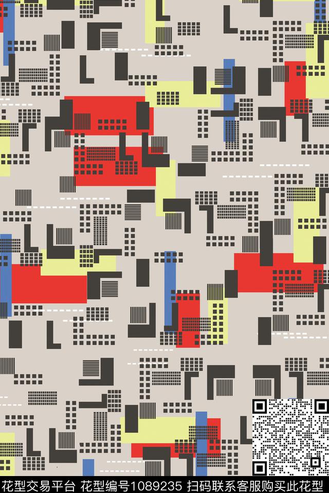 英伦几何年轻女性数码印花华亿平台下载（图片编号: 1089235） - 瓦栏（Walan）