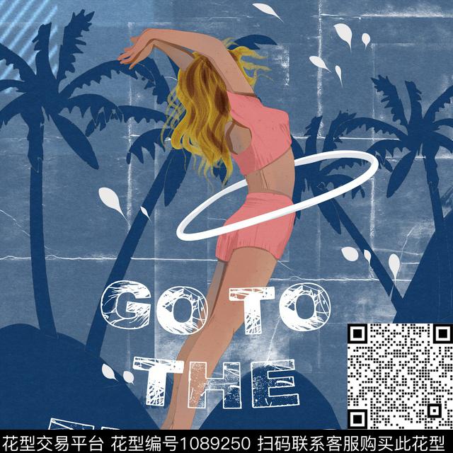 卡通人物年轻女性大牌风数码印花华亿平台下载（图片编号: 1089250） - 瓦栏（Walan）