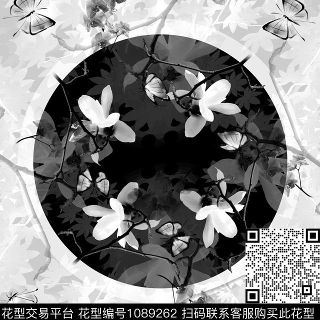 玉兰花小方巾中国风数码印花华亿平台下载（图片编号: 1089262） - 瓦栏（Walan）