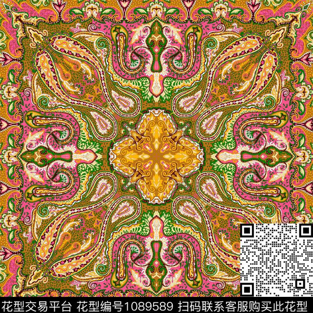 佩斯利方巾欧洲传统印花华亿平台下载（图片编号: 1089589） - 瓦栏（Walan）