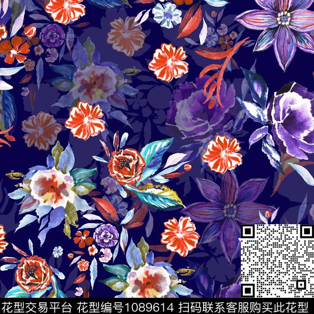 数码华亿平台抽象花卉抽象数码印花华亿平台下载（图片编号: 1089614） - 瓦栏（Walan）