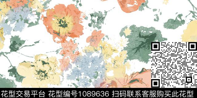 抽象花卉女装传统印花华亿平台下载（图片编号: 1089636） - 瓦栏（Walan）