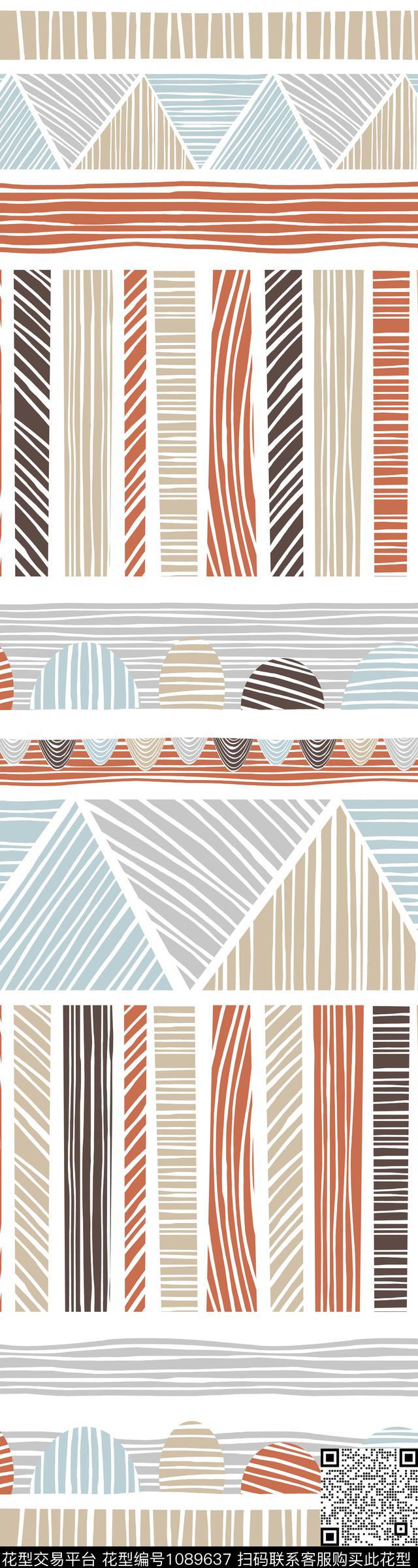 条纹几何异域风传统印花华亿平台下载（图片编号: 1089637） - 瓦栏（Walan）