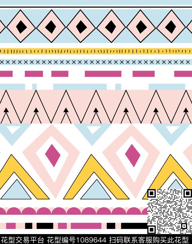 条纹几何床品传统印花华亿平台下载（图片编号: 1089644） - 瓦栏（Walan）