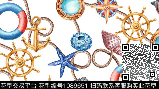 创意航海贝壳数码印花华亿平台下载（图片编号: 1089651） - 瓦栏（Walan）