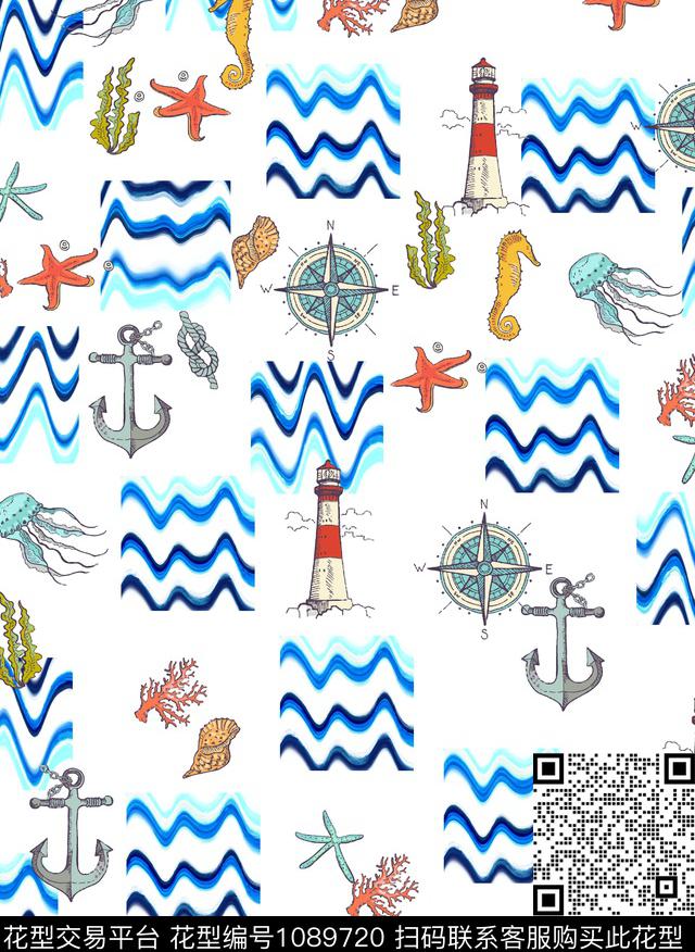 帆船航海贝壳传统印花华亿平台下载（图片编号: 1089720） - 瓦栏（Walan）