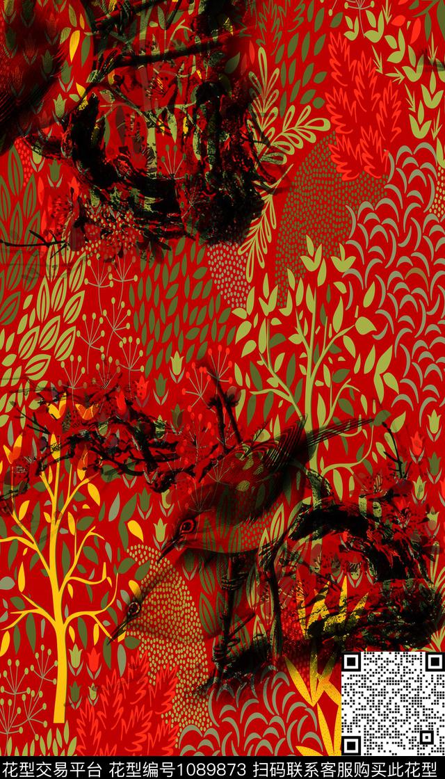 民族风卡通花卉数码印花华亿平台下载（图片编号: 1089873） - 瓦栏（Walan）
