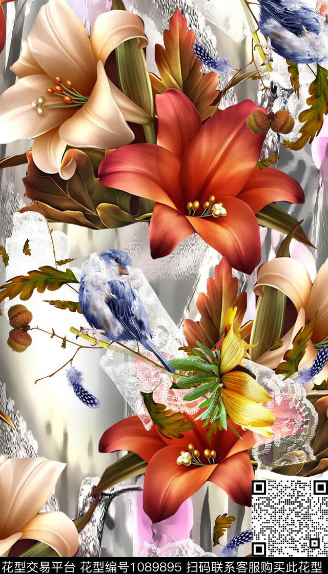 民族风卡通花卉数码印花华亿平台下载（图片编号: 1089895） - 瓦栏（Walan）