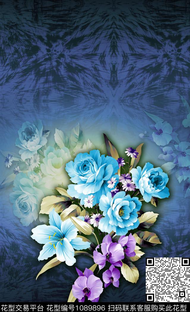 定位花雪纺彩底花卉数码印花华亿平台下载（图片编号: 1089896） - 瓦栏（Walan）