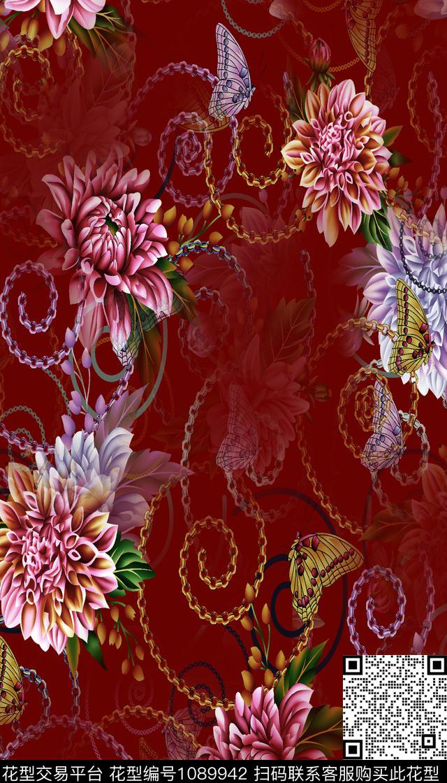 民族风卡通花卉数码印花华亿平台下载（图片编号: 1089942） - 瓦栏（Walan）