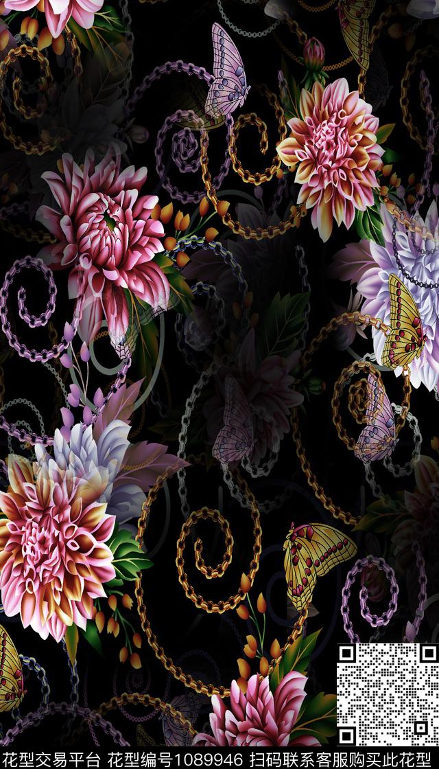 民族风卡通花卉数码印花华亿平台下载（图片编号: 1089946） - 瓦栏（Walan）