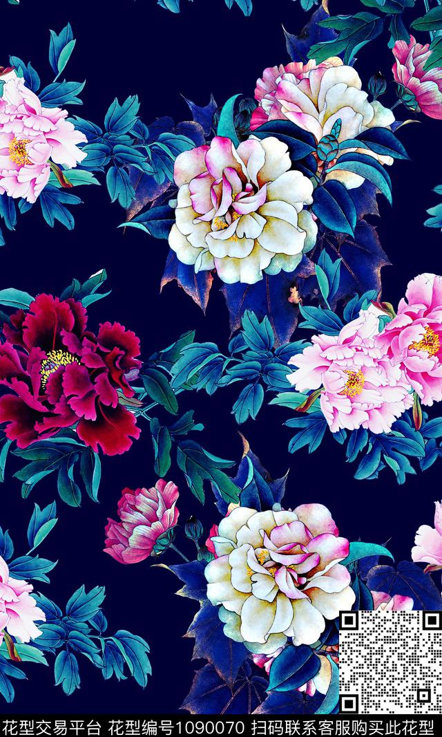 中国风数码华亿平台抽象数码印花华亿平台下载（图片编号: 1090070） - 瓦栏（Walan）