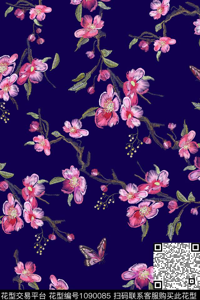 花卉女装绣花花卉数码印花华亿平台下载（图片编号: 1090085） - 瓦栏（Walan）