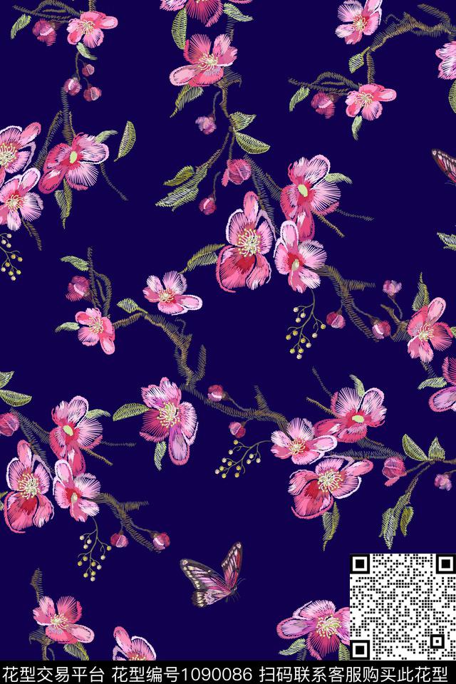 花卉女装绣花花卉数码印花华亿平台下载（图片编号: 1090086） - 瓦栏（Walan）