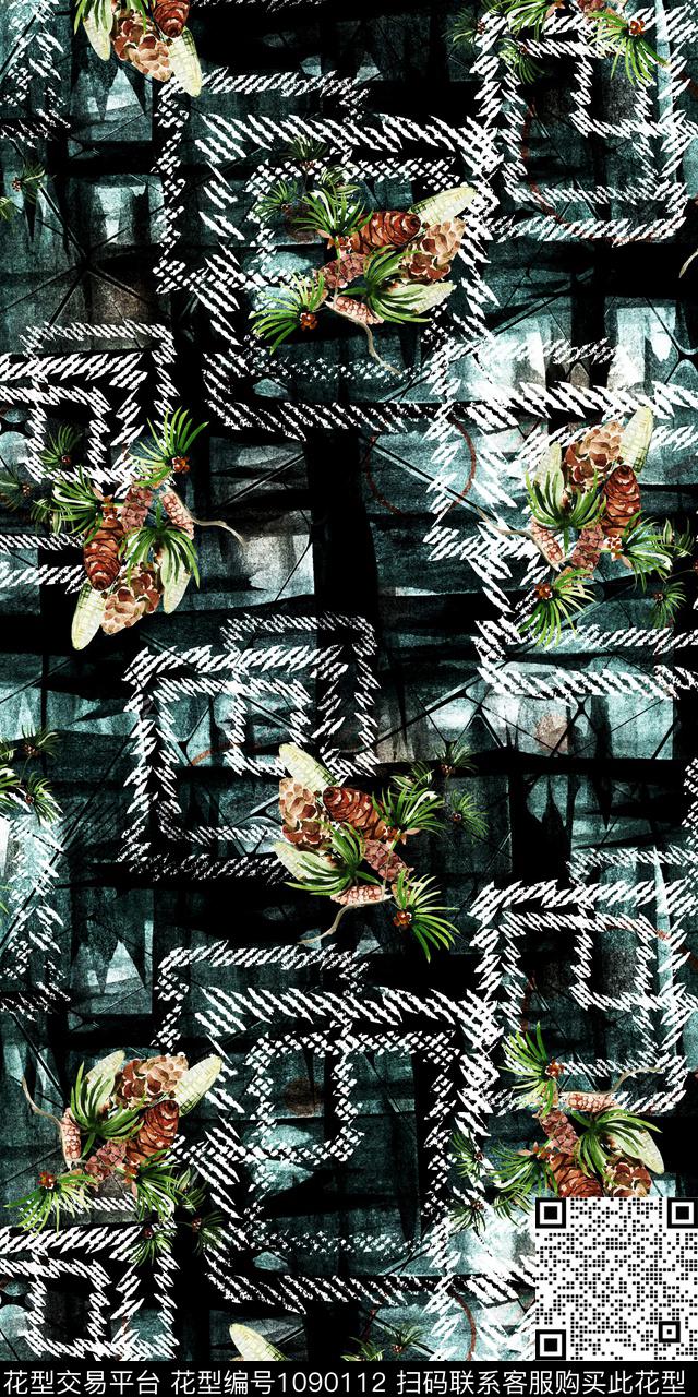 数码华亿平台格子花卉数码印花华亿平台下载（图片编号: 1090112） - 瓦栏（Walan）