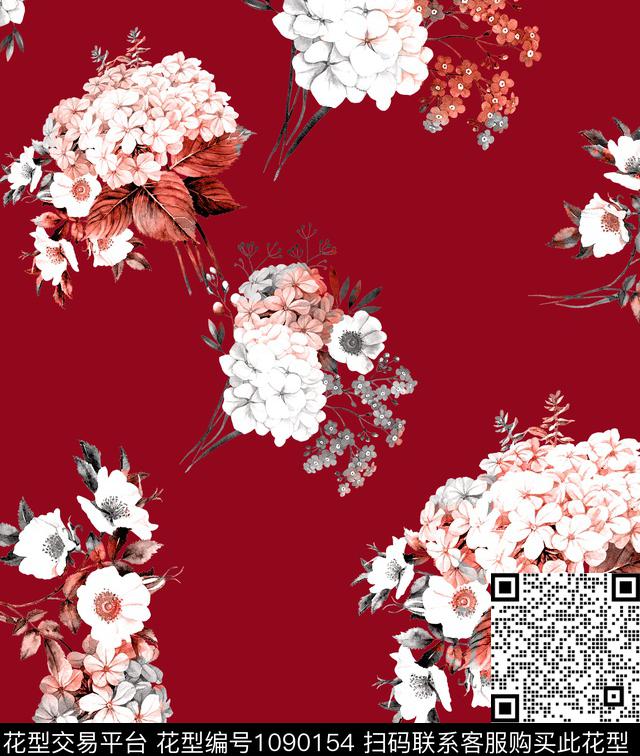 小碎花绣球花小雏菊数码印花华亿平台下载（图片编号: 1090154） - 瓦栏（Walan）