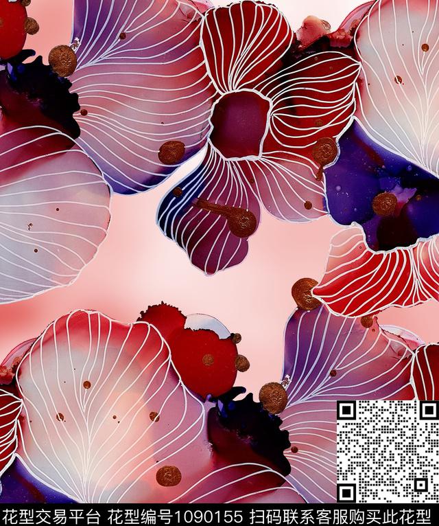 渐变兰花新品数码印花华亿平台下载（图片编号: 1090155） - 瓦栏（Walan）