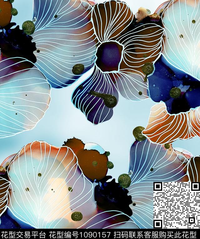 渐变兰花新品数码印花华亿平台下载（图片编号: 1090157） - 瓦栏（Walan）