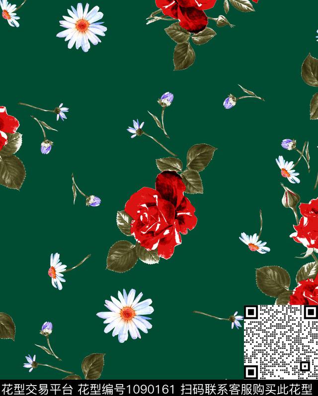 小碎花绣球花小雏菊数码印花华亿平台下载（图片编号: 1090161） - 瓦栏（Walan）
