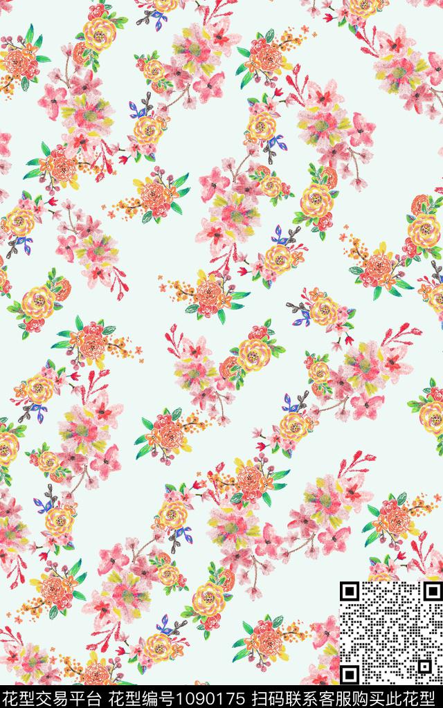 小碎花花卉数码印花华亿平台下载（图片编号: 1090175） - 瓦栏（Walan）