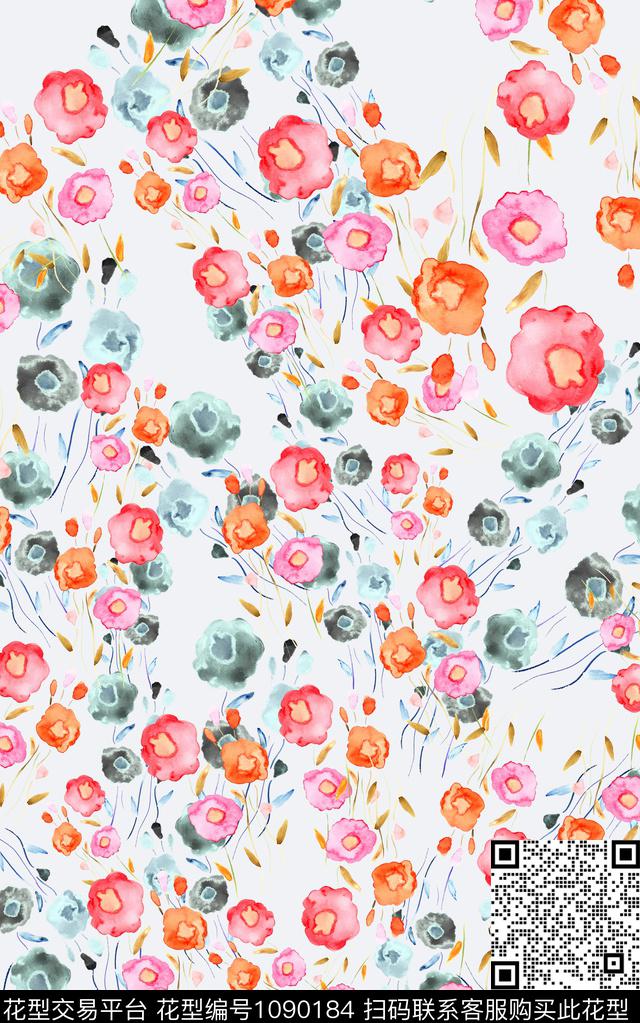 数码华亿平台小碎花花卉数码印花华亿平台下载（图片编号: 1090184） - 瓦栏（Walan）