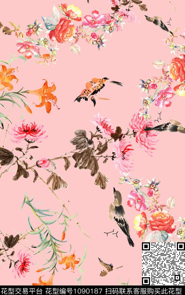 小碎花花卉清爽底花卉数码印花华亿平台下载（图片编号: 1090187） - 瓦栏（Walan）