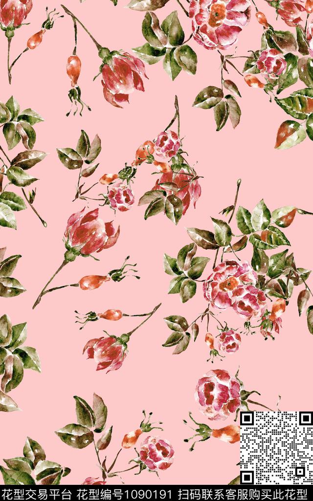 小碎花花卉清爽底花卉数码印花华亿平台下载（图片编号: 1090191） - 瓦栏（Walan）