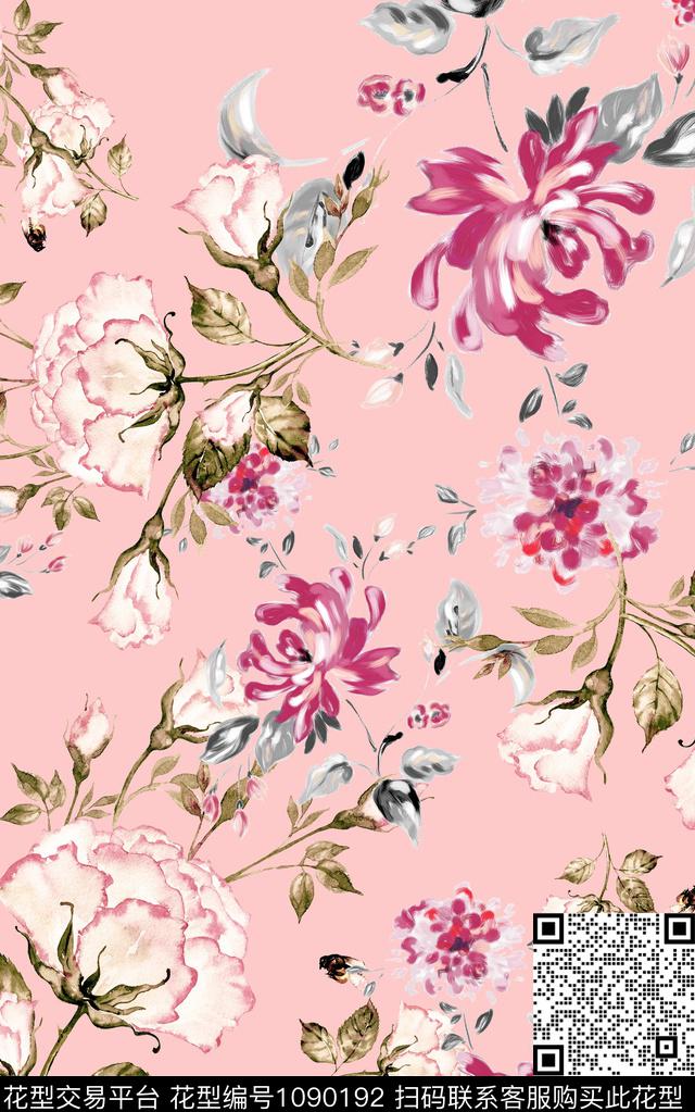 小碎花花卉清爽底花卉数码印花华亿平台下载（图片编号: 1090192） - 瓦栏（Walan）