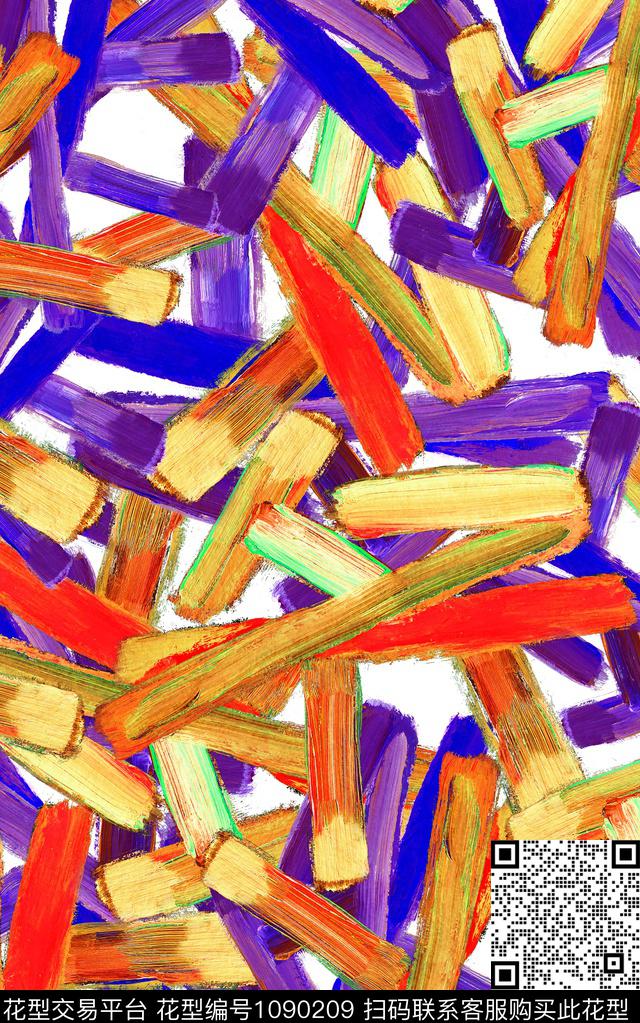 抽象笔触几何数码印花华亿平台下载（图片编号: 1090209） - 瓦栏（Walan）