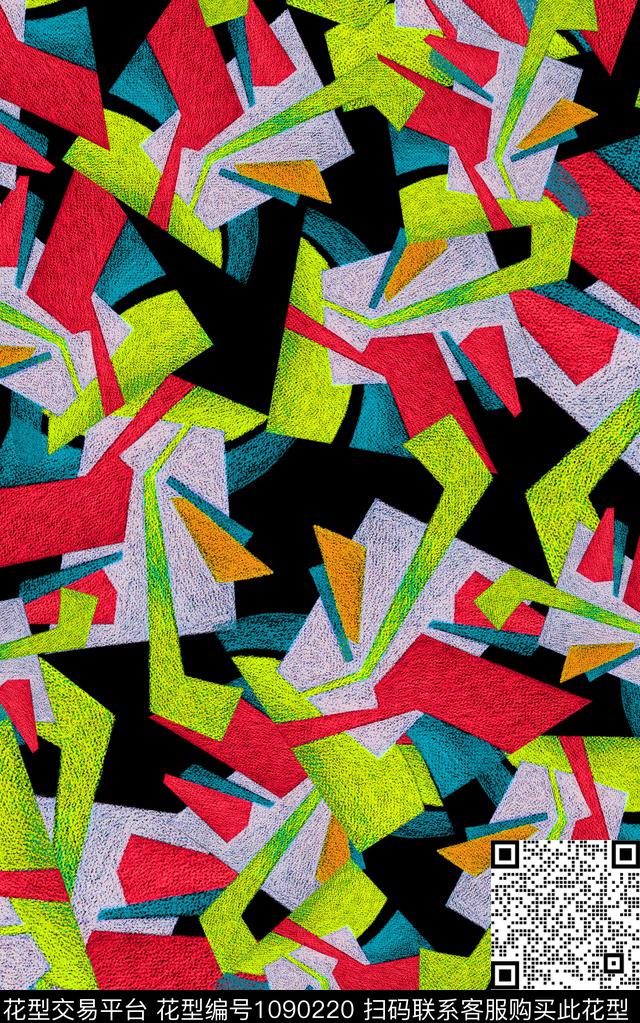 数码华亿平台格子抽象数码印花华亿平台下载（图片编号: 1090220） - 瓦栏（Walan）