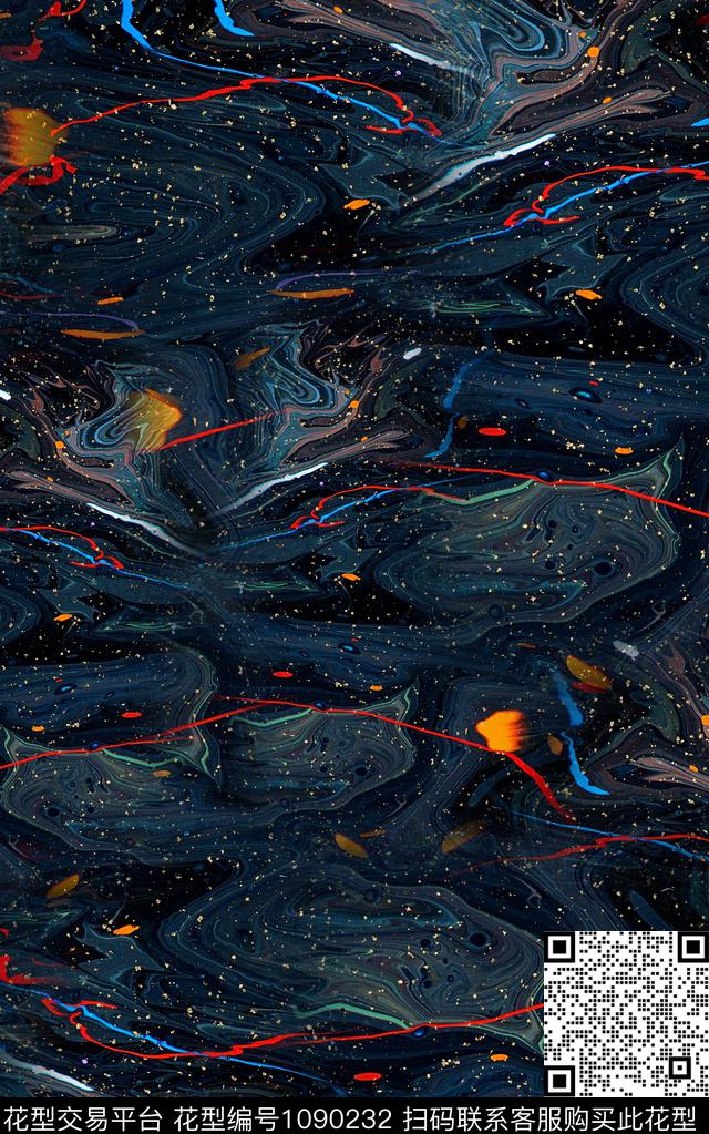 数码华亿平台抽象笔触数码印花华亿平台下载（图片编号: 1090232） - 瓦栏（Walan）